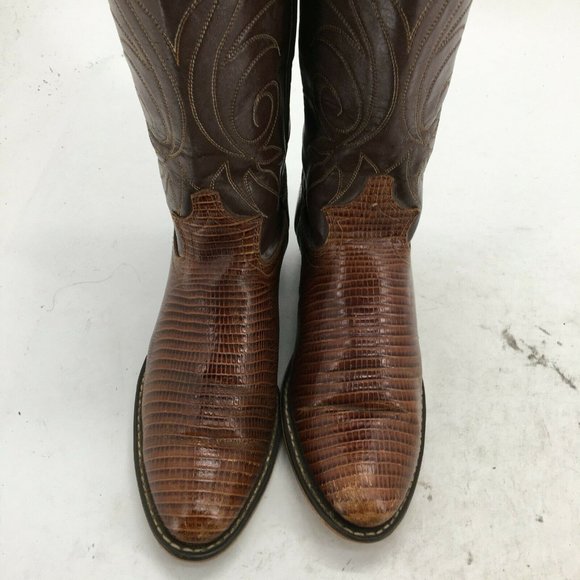 Acme Western Cowboy Boots Womens 6.5M Brown Faux L - Picture 5 of 10